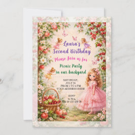 Invitación a cumpleaños de niña. Fiesta de picnic.
