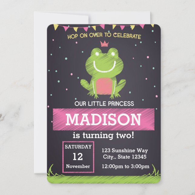 Invitación a cumpleaños de Princess Frog (Anverso)