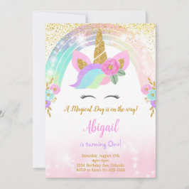 Invitación a cumpleaños de purpurina Unicornio