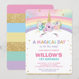 Invitación a cumpleaños de Rainbow Unicorn
