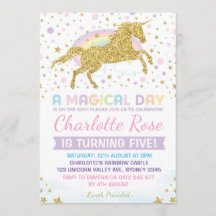 Invitación a cumpleaños de Rainbow Unicorn invita