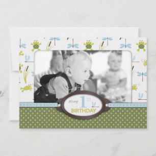 Invitación a cumpleaños de Rana de Natación de Pin