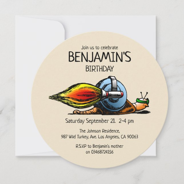 Invitación a cumpleaños de Rocket Snail (Anverso)