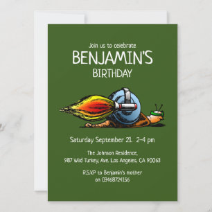 Invitación a cumpleaños de Rocket Snail