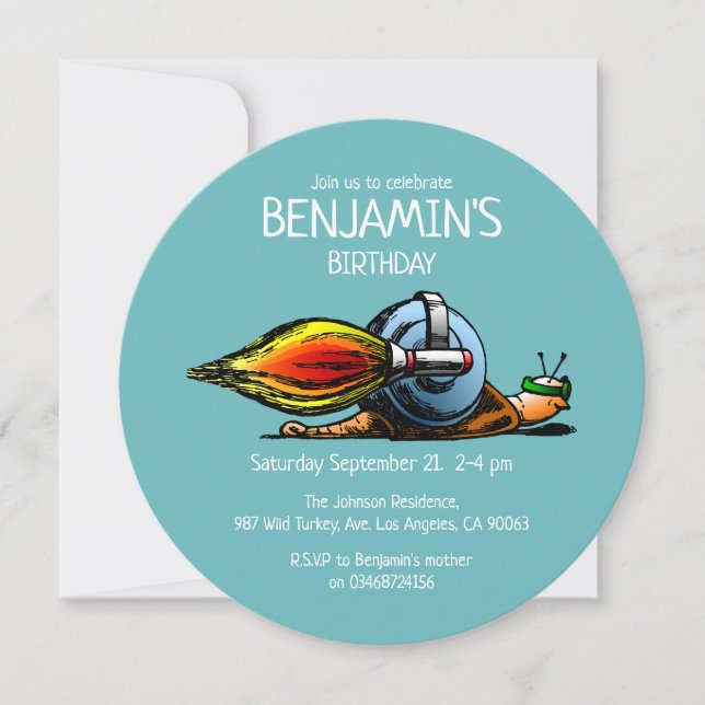 Invitación a cumpleaños de Rocket Snail (Anverso)
