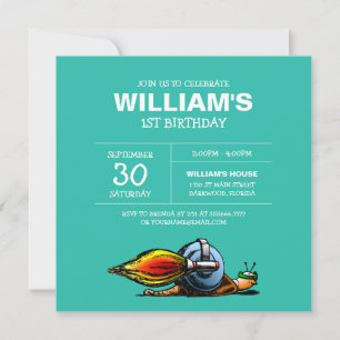 Invitación a cumpleaños de Rocket Snail