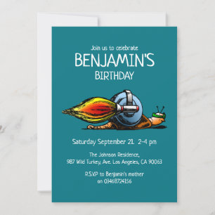 Invitación a cumpleaños de Rocket Snail