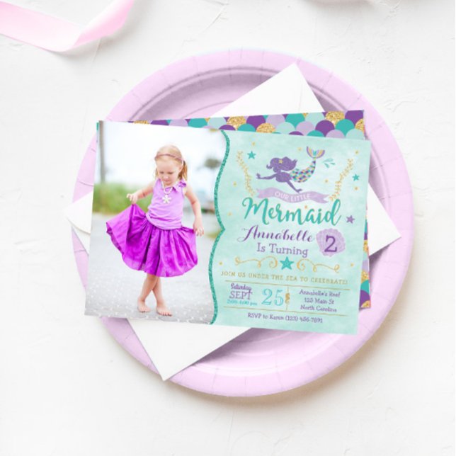 Invitación a cumpleaños de Sirena con foto (Subido por el creador)