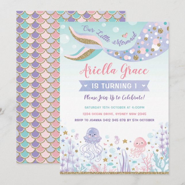 Invitación a cumpleaños de sirvienta bajo el Fiest (Anverso / Reverso)