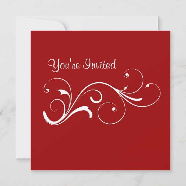 Invitación a cumpleaños de Swirl Roja Casual (Anverso)