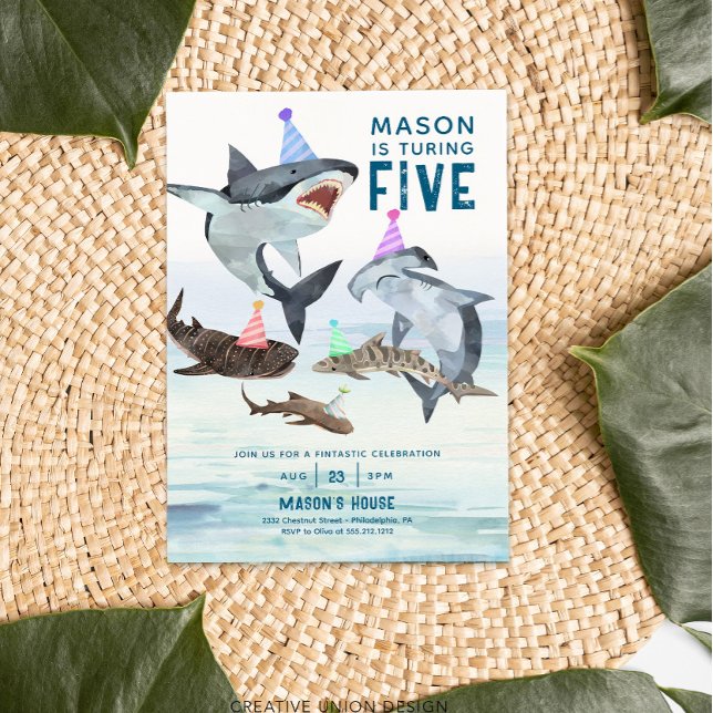 Invitación a cumpleaños de tiburón Fiesta niños cu (Subido por el creador)