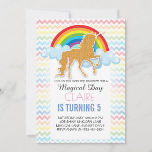 Invitación a cumpleaños de Unicornio Arcoiris mági