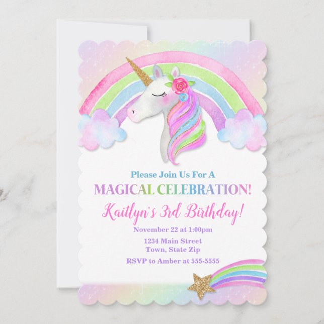 Invitación a cumpleaños de Unicornio, Chica de Rai (Anverso)