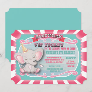 Invitación a cumpleaños del Baby Elephant Circus