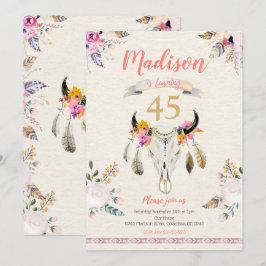 Invitación a cumpleaños del Boho Tribal Floral Sku