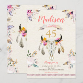 Invitación a cumpleaños del Boho Tribal Floral Sku