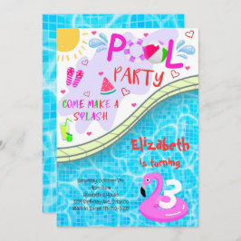 Invitación a cumpleaños del Fiesta de la piscina