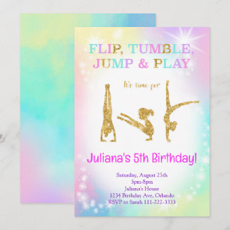 Invitación a cumpleaños del purpurina Rainbow Colo