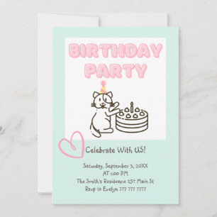 Invitación a cumpleaños divertida y corta de Cat&C