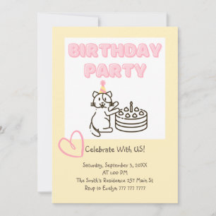 Invitación a cumpleaños divertida y corta de Cat&C