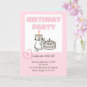 Invitación a cumpleaños divertida y corta de Cat&C