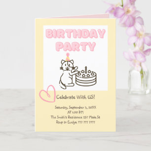 Invitación a cumpleaños divertida y corta de Cat&C