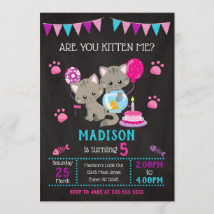 Invitación a cumpleaños/Fiesta de Chica Kitten
