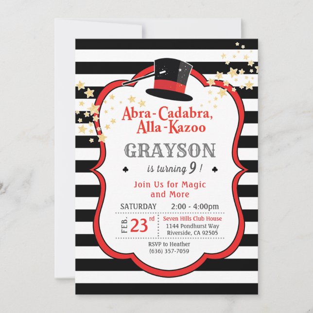 Invitación a cumpleaños mágico (Anverso)