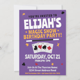 Invitación a cumpleaños mago - varas y tarjetas
