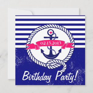 Invitación a cumpleaños Náutico Azul de la Marina