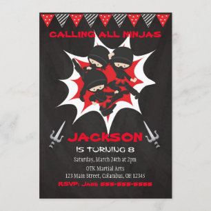 Invitación a cumpleaños Ninja, fiesta de cumpleaño