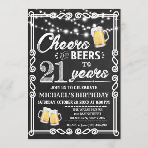 Invitación a cumpleaños número 21  Saludos y cerve