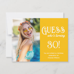 Invitación a cumpleaños número 30 de foto minimali