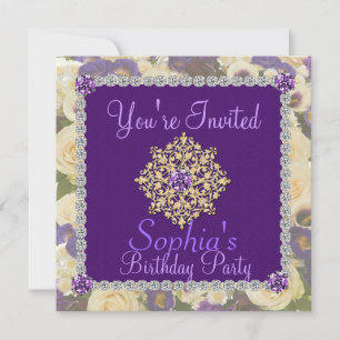 Invitación a cumpleaños número 60 de mujeres púrpu