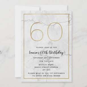 Invitación a cumpleaños número 60 de White & Gold 