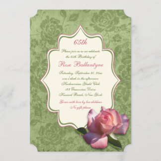 Invitación a cumpleaños número 65 de Green Pink Ro