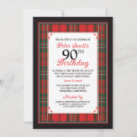 Invitación a cumpleaños número 90 de Scott Tartan<br><div class="desc">Invitación de cumpleaños 90 a Scott Scottish tartan. Este escocés es el destino del clan escocés Scott. Si eres Scott, honra tu herencia escocesa con una invitación de cumpleaños a los clanes escoceses. Cambiar la redacción a cualquier año. Es muy versátil. Todas las fuentes también pueden cambiar en la herramienta...</div>