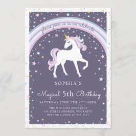Invitación a cumpleaños número de unicornio mágico
