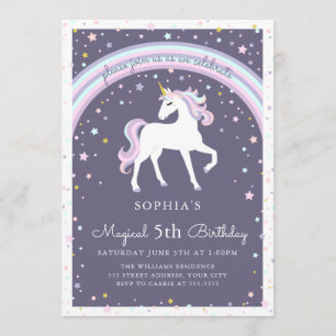 Invitación a cumpleaños número de unicornio mágico