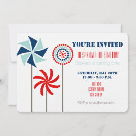Invitación a cumpleaños Patriotic PinWheel