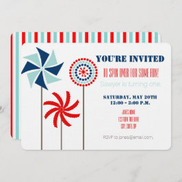 Invitación a cumpleaños Patriotic PinWheel