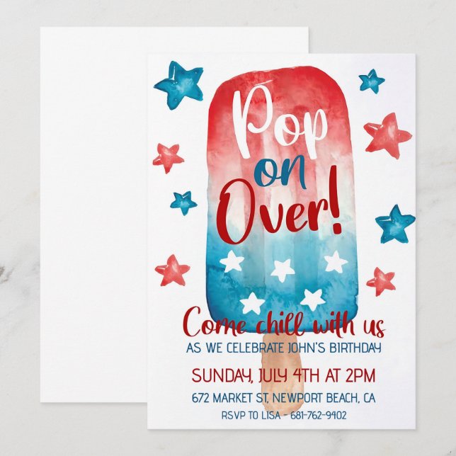 Invitación a cumpleaños patriótico 4 de julio nort (Anverso / Reverso)