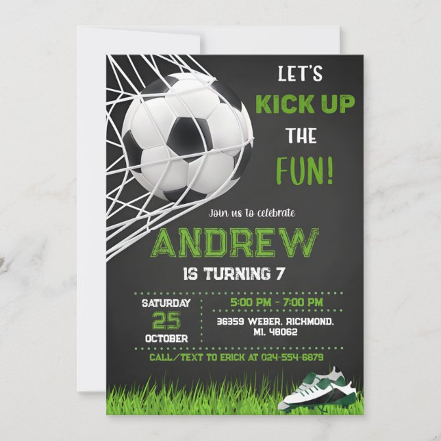 Invitación a cumpleaños personal de fútbol (Anverso)