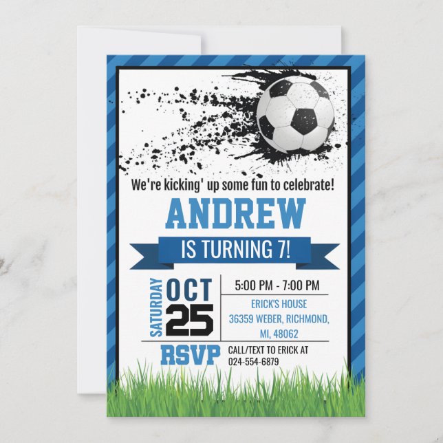 Invitación a cumpleaños personal de fútbol (Anverso)