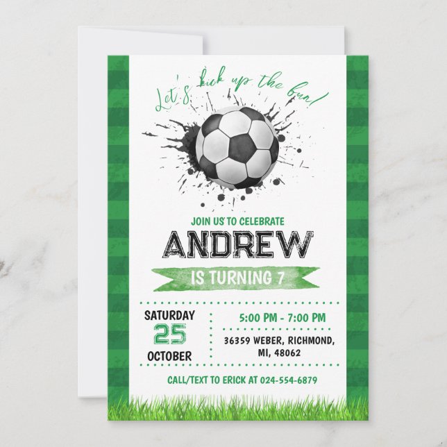 Invitación a cumpleaños personal de fútbol (Anverso)