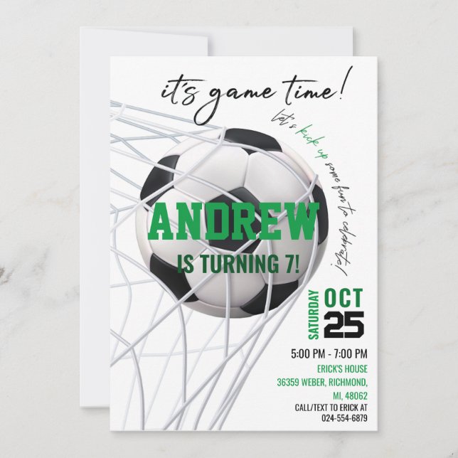 Invitación a cumpleaños personal de fútbol (Anverso)