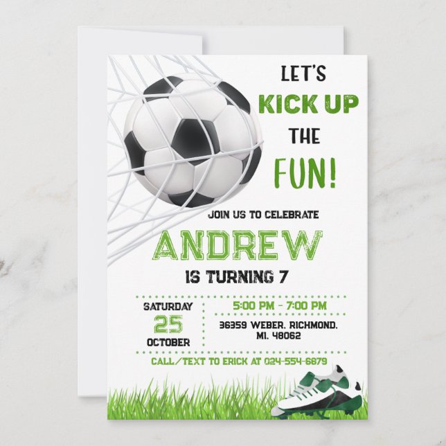 Invitación a cumpleaños personal de fútbol (Anverso)