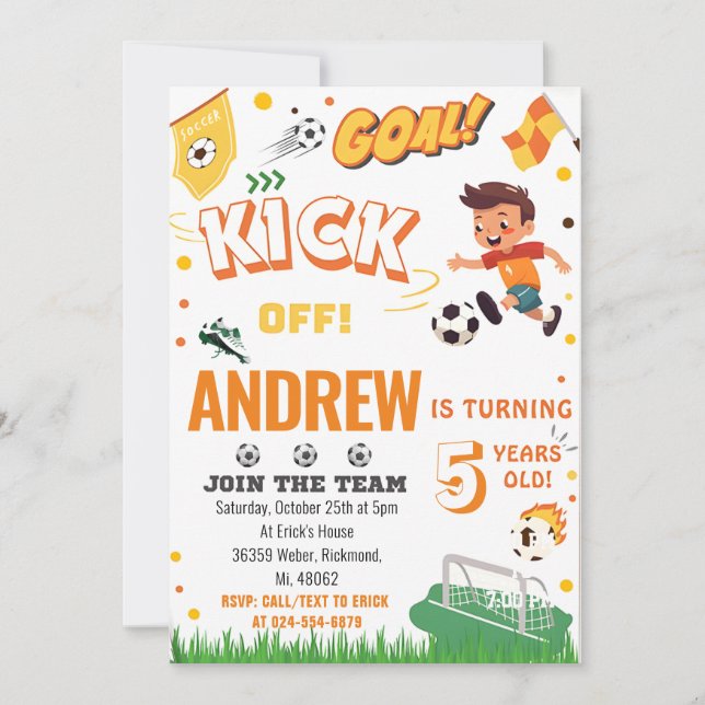 Invitación a cumpleaños personal de fútbol (Anverso)