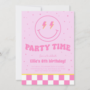 Invitación a cumpleaños rosado de Chica de Cara de