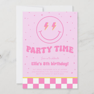 Invitación a cumpleaños rosado de Chica de Cara de